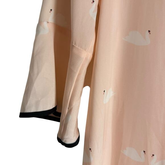 Kate Spade New York Pink Swan Print Sheer Caftan Nightgown Lounge Dress Size M - Picture 6 of 9